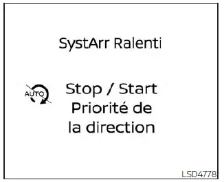 Nissan Pathfinder - Affichage du système d'arrêt au ralenti