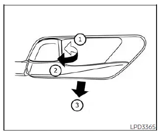 Nissan Pathfinder - Verrouillage au moyen de la commande de verrouillage intérieure